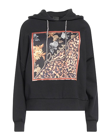GUESS Hooded track jacket  Black 84% Cotton, 16% Polyester