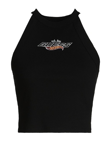 GUESS Crop top Black 90% Cotton, 10% Elastane