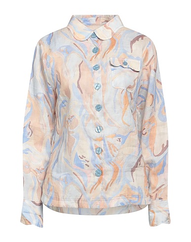 HELMSTEDT Patterned shirts & blouses Sky blue 100% Ramie