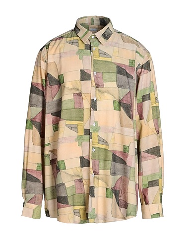 8 by YOOX Patterned shirt PRINTED SILK OVER-SIZE SHIRT Beige 100% Silk