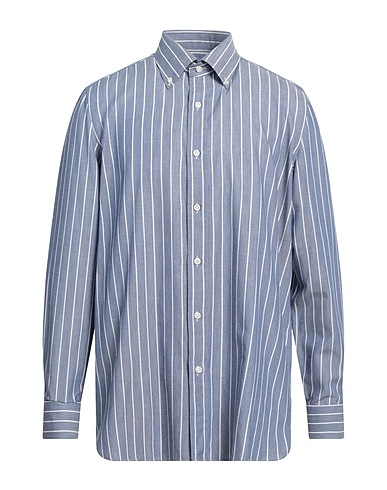 GIAMPAOLO Gestreiftes Hemd Blau 73% Baumwolle, 26% Polyester, 1% Andere Fasern