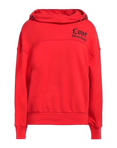 LOVE MOSCHINO Hooded track jacket  Red 98% Cotton, 2% Elastane