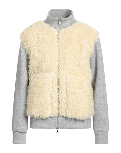 DANIELE ALESSANDRINI Teddy Coat Grey 80% Polyester, 15% Viscose, 5% Elastane, Acrylic