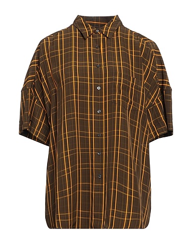 ASPESI Checked shirt Brown 90% Acetate, 10% Viscose