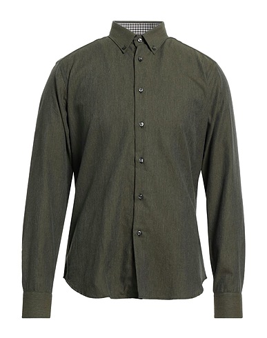 ARGENTO® Einfarbiges Hemd Militärgrün 100% Baumwolle