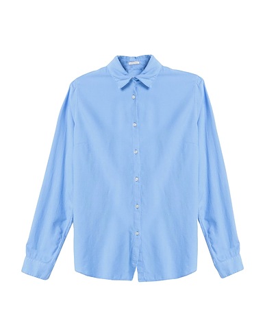 MASSIMO ALBA Solid color shirt Azure 60% Viscose, 40% Cotton
