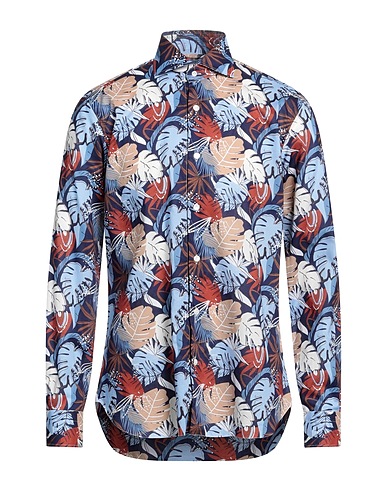 BARBA Napoli Patterned shirt Sky blue 100% Cotton