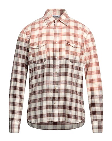 GRIFONI Checked shirt Rust 100% Cotton