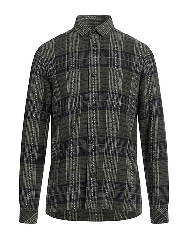 SAMSØE Φ SAMSØE Checked shirt Military green 35% Wool, 30% Cotton, 26% Polyester, 5% Polyamide, 4% Other Fibres