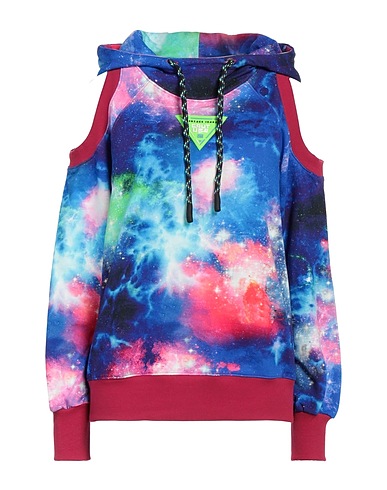 VERSACE JEANS COUTURE Hooded track jacket  Blue 100% Cotton, Elastane