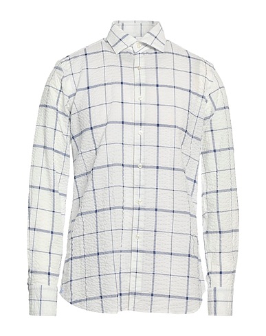 XACUS Kariertes Hemd Weiß 100% Baumwolle