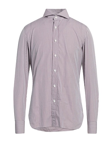 LUIGI BORRELLI NAPOLI Checked shirt Burgundy 100% Cotton