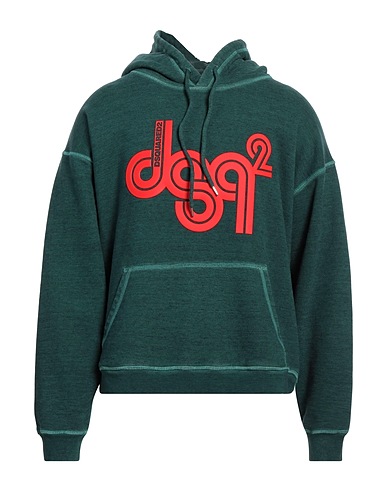 DSQUARED2 Hooded track jacket  Dark green 100% Cotton, Elastane