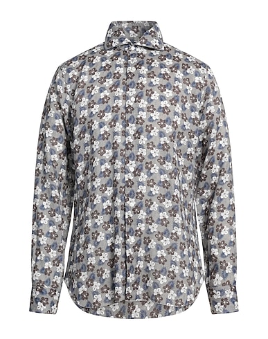 BARBA Napoli Hemd mit Muster GRIGIO 100% Leinen