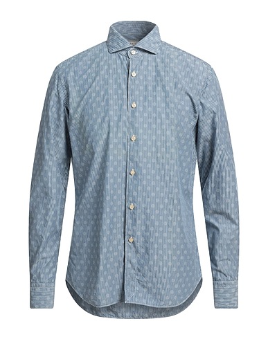 XACUS Patterned shirt Slate blue 100% Cotton