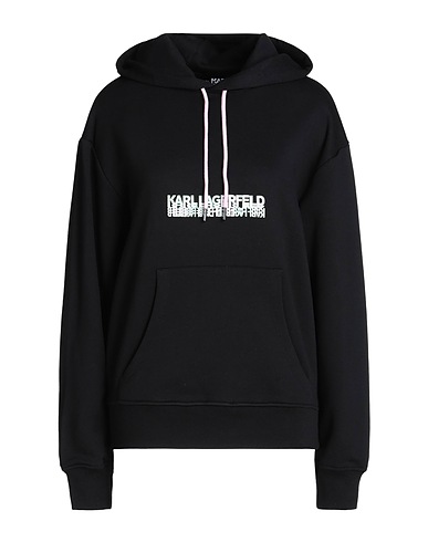 KARL LAGERFELD Hooded track jacket  SEASONAL LOGO HOODIE
 Black 90% Organic cotton, 10% Recycled polyester