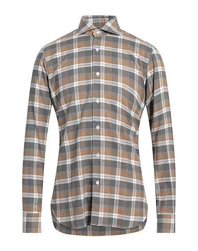 BARBA Napoli Checked shirt Lead 100% Cotton