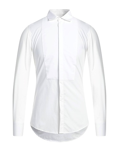 DSQUARED2 Solid colour shirt White 96% Cotton, 4% Elastane