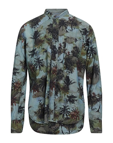 HAND PICKED Patterned shirt Light blue 100% Cotton