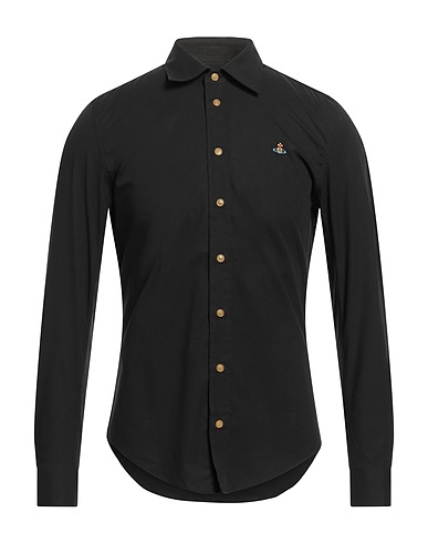 VIVIENNE WESTWOOD Solid color shirt Black 97% Organic cotton, 3% Elastane