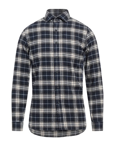 XACUS Checked shirt Navy blue 100% Cotton
