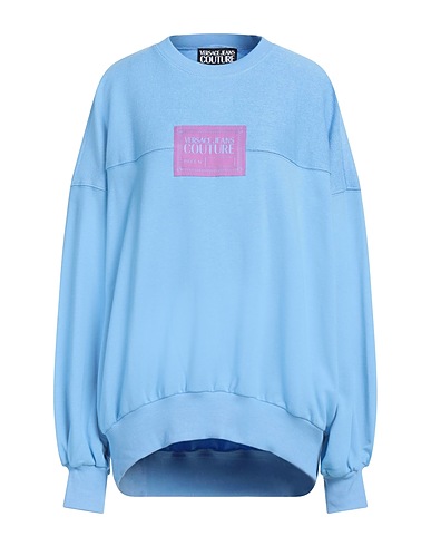 VERSACE JEANS COUTURE Felpa Blu chiaro 100% Cotone