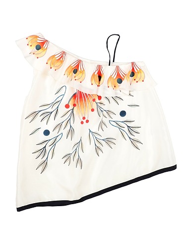 CHLOÉ Top Bianco 100% Seta, Poliestere