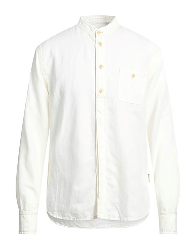 HAND PICKED Solid colour shirt Ivory 55% Cotton, 45% Linen