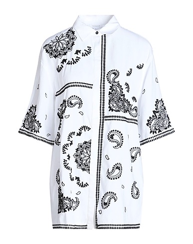 TOPSHOP Patterned shirts & blouses White 92% Cotton, 8% Linen
