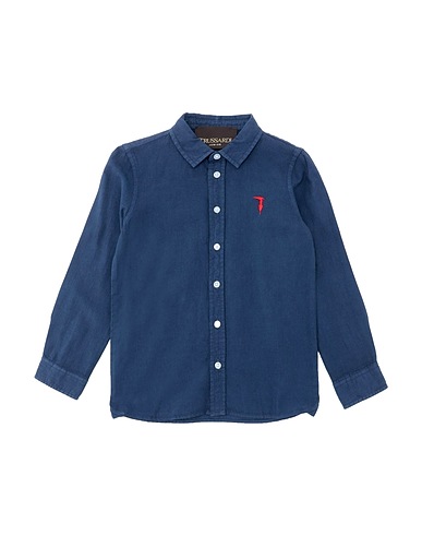TRUSSARDI JUNIOR Camicia tinta unita Blu navy 70% Cotone, 30% Lino