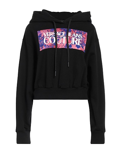 VERSACE JEANS COUTURE Hoodie Schwarz 100% Baumwolle, Elastan