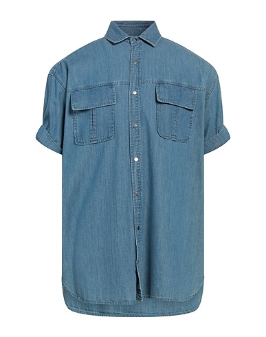 NEIL BARRETT Denim shirt Blue 69% Cotton, 31% Lyocell