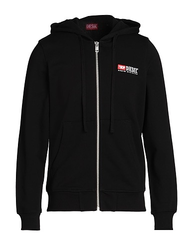 DIESEL Hooded sweatshirt S-GINN-HOOD-ZIP-DIV
 Black 100% Cotton