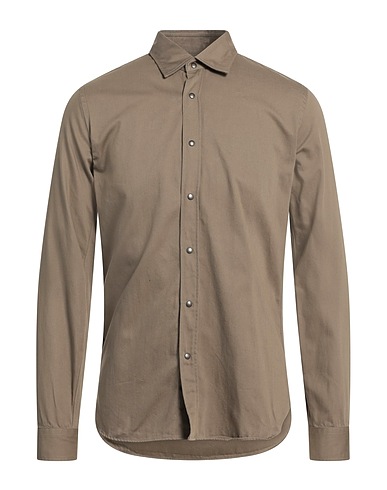 XACUS Solid colour shirt Khaki 100% Cotton