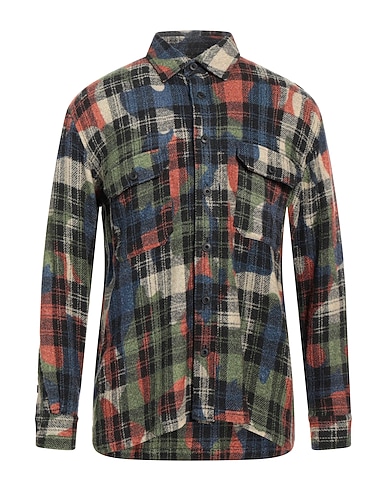 DESTIN Checked shirt Blue 76% Wool, 14% Cashmere, 10% Polyamide