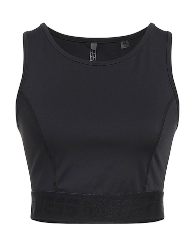 GUESS Crop top Black 76% Polyester, 24% Elastane