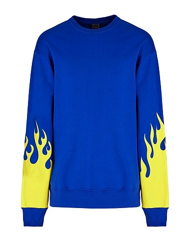 8 by YOOX Sweatshirt PRINTED ORGANIC COTTON LOOSE-FIT CREWNECK
 Bright blue 100% Organic cotton
