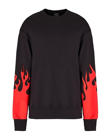 8 by YOOX Sweatshirt PRINTED ORGANIC COTTON LOOSE-FIT CREWNECK
 Black 100% Organic cotton