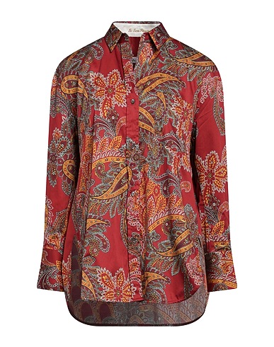 LE SARTE PETTEGOLE Patterned shirts & blouses Brick red 97% Cotton, 3% Elastane