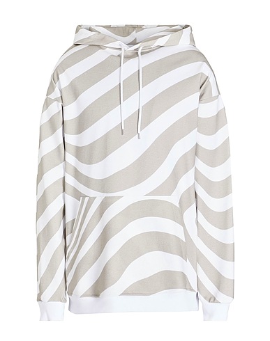8 by YOOX Hooded sweatshirt STRIPED ORGANIC COTTON SWEATSHIRT

 White 100% Organic cotton
