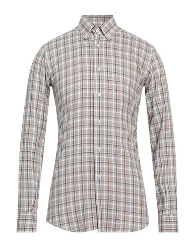 QUEENSWAY Camicia a quadri Grigio chiaro 100% Cotone
