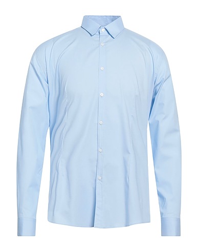 DANIELE ALESSANDRINI HOMME Solid colour shirt 97% Cotton, 3% Elastane