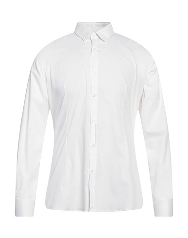 DANIELE ALESSANDRINI HOMME Solid colour shirt 97% Cotton, 3% Elastane