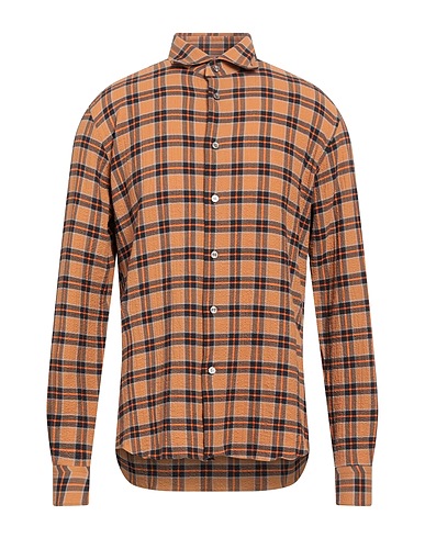MASTRICAMICIAI Camicia a quadri Cammello 100% Cotone