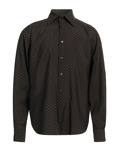 TOM FORD Patterned shirt Military green 85% Viscose, 15% Silk