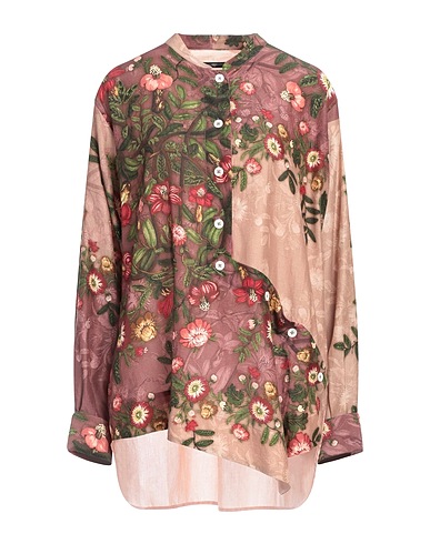HIGH Floral shirts & blouses Light brown 51% Silk, 49% Cotton, Cashmere