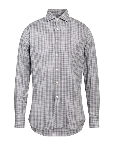 CALIBAN Checked shirt Light grey 100% Cotton
