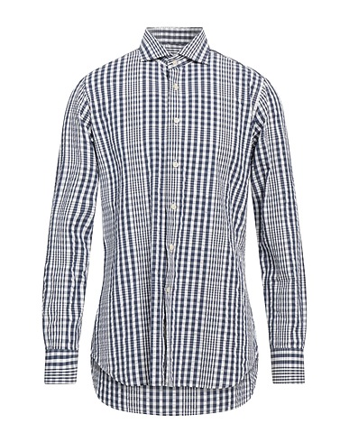CALIBAN Checked shirt Navy blue 100% Cotton