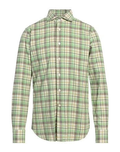 CALIBAN Checked shirt Light green 100% Cotton
