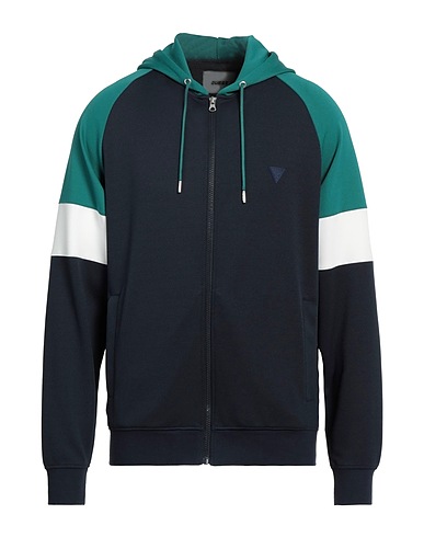 GUESS Hooded sweatshirt Navy 96% Polyester, 4% Elastane
